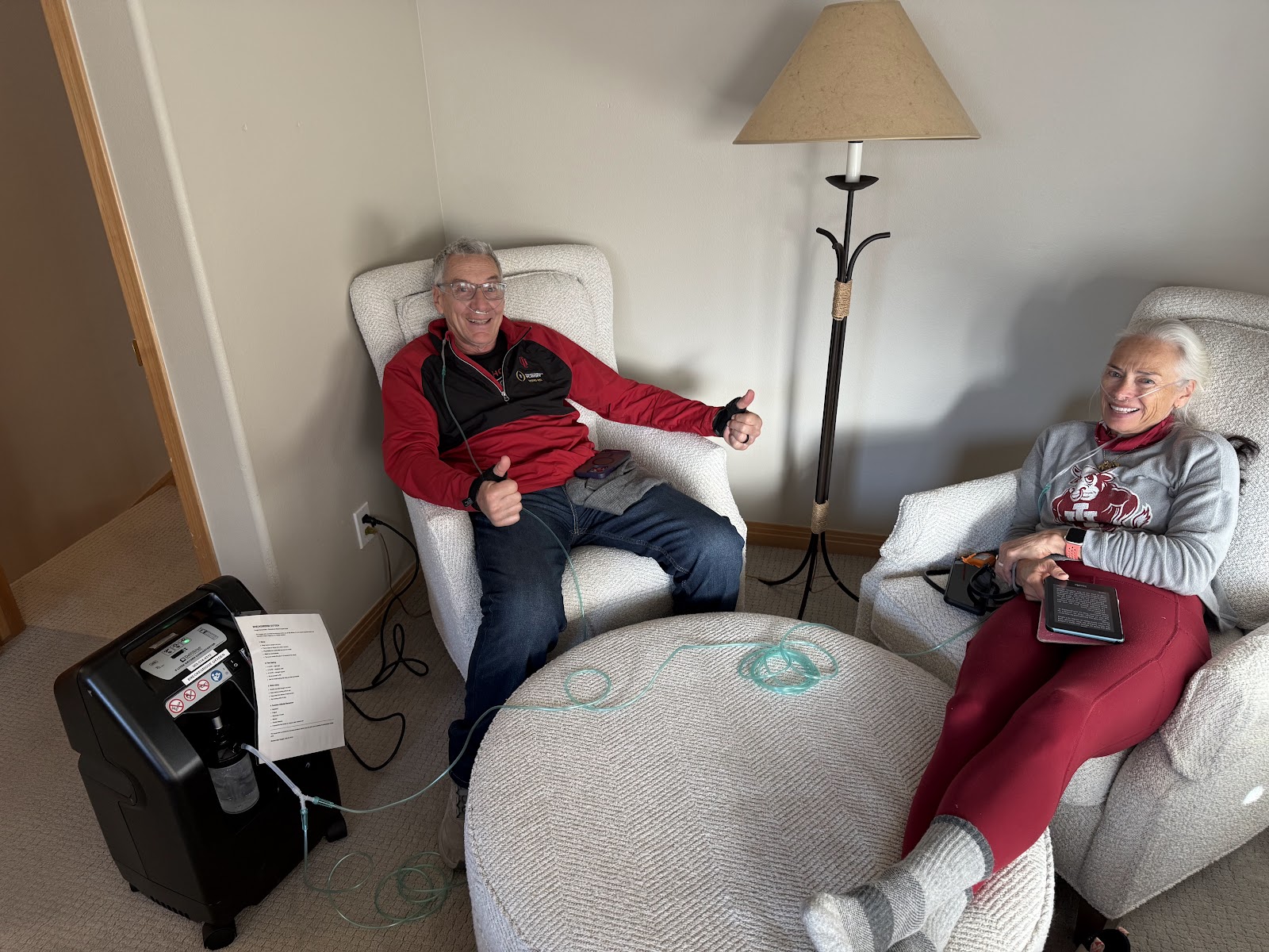 Happy customers using their Breckenridge Oxygen concentrator rental at home, from a 5-star Google review